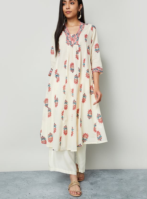 MELANGE Floral Print Flared Kurta