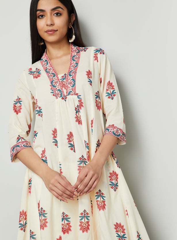 MELANGE Floral Print Flared Kurta