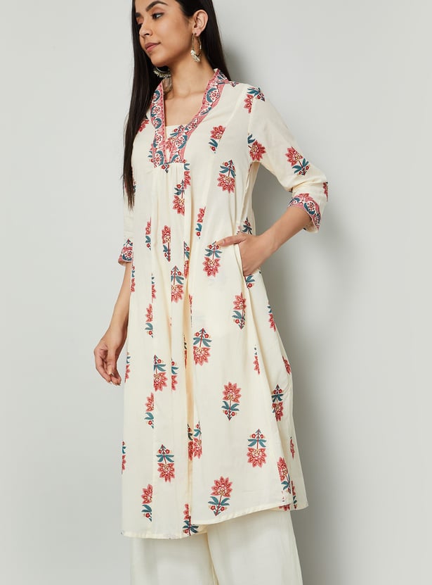 MELANGE Floral Print Flared Kurta