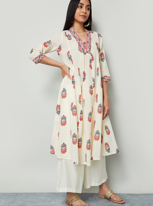 MELANGE Floral Print Flared Kurta