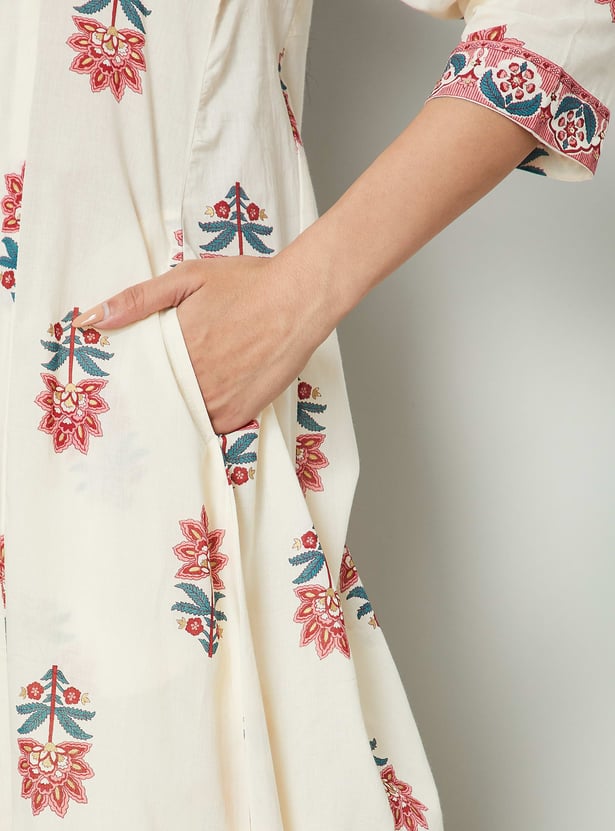 MELANGE Floral Print Flared Kurta