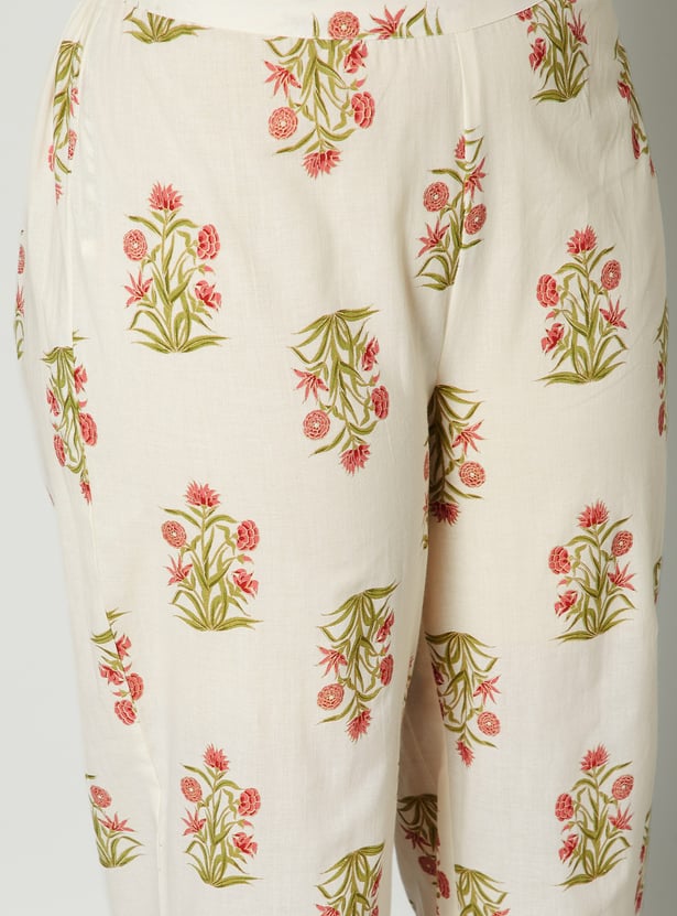 MELANGE Floral Print Straight Kurta Set