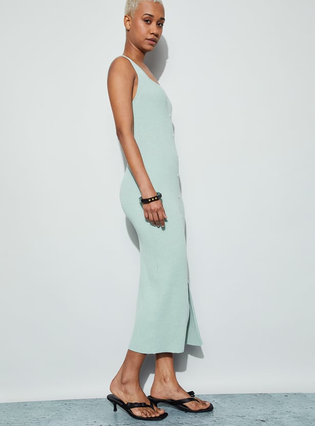 GINGER Ribbed Slitted Bodycon Dress