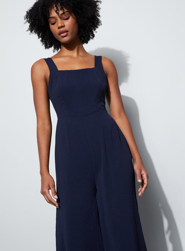 GINGER Solid Wide Leg Jumpsuit