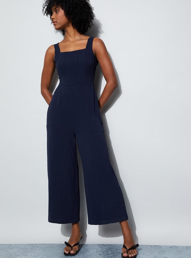 GINGER Solid Wide Leg Jumpsuit