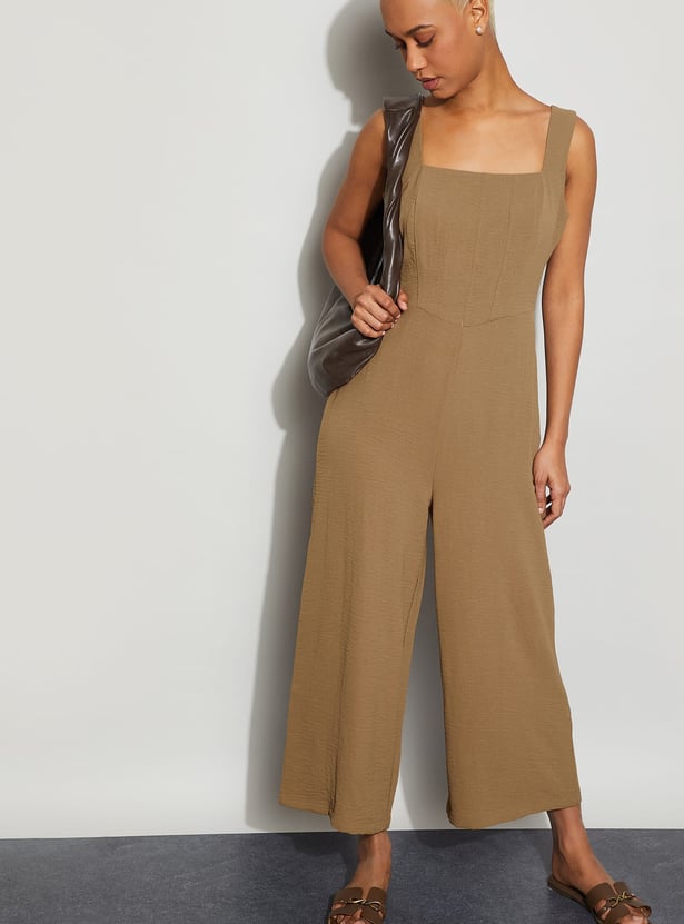 GINGER Solid Wide Leg Jumpsuit