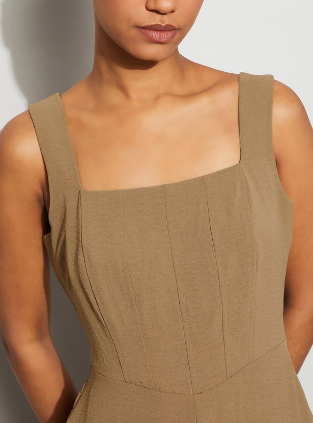 GINGER Solid Wide Leg Jumpsuit