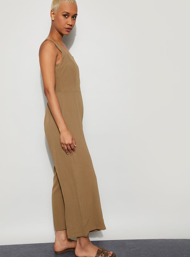 GINGER Solid Wide Leg Jumpsuit