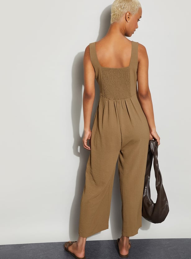 GINGER Solid Wide Leg Jumpsuit