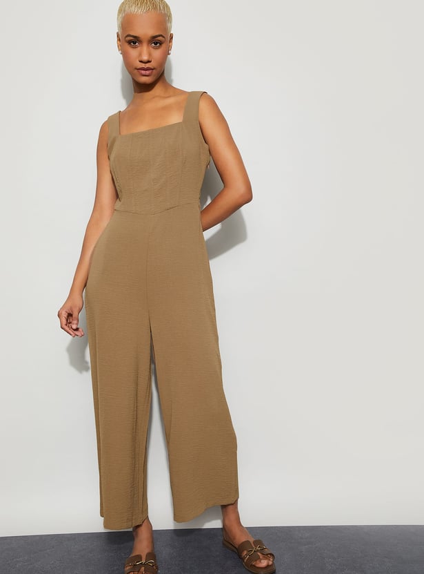 GINGER Solid Wide Leg Jumpsuit