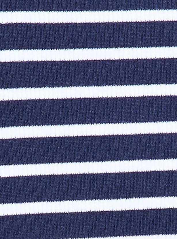 GINGER Striped Knit Top with Notched Hem