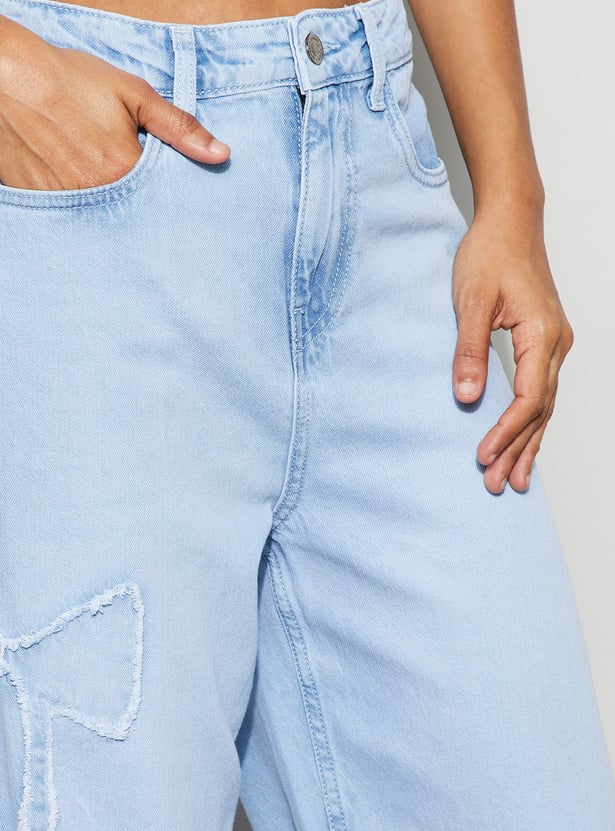GINGER Appliqued Straight Fit Jeans