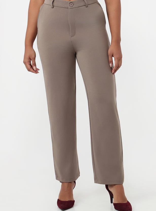 KRAUS Solid Straight Fit Trousers