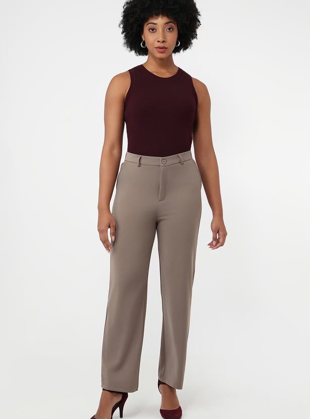 KRAUS Solid Straight Fit Trousers