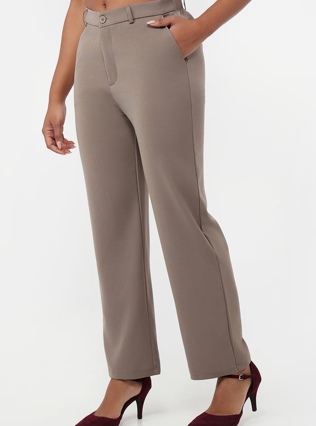 KRAUS Solid Straight Fit Trousers