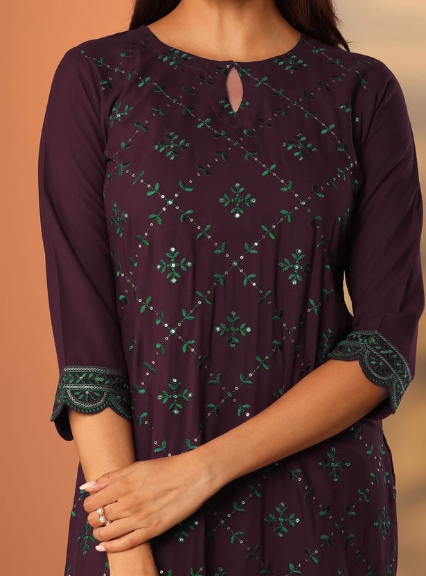 LIBAS Embroidered Straight Kurta Set