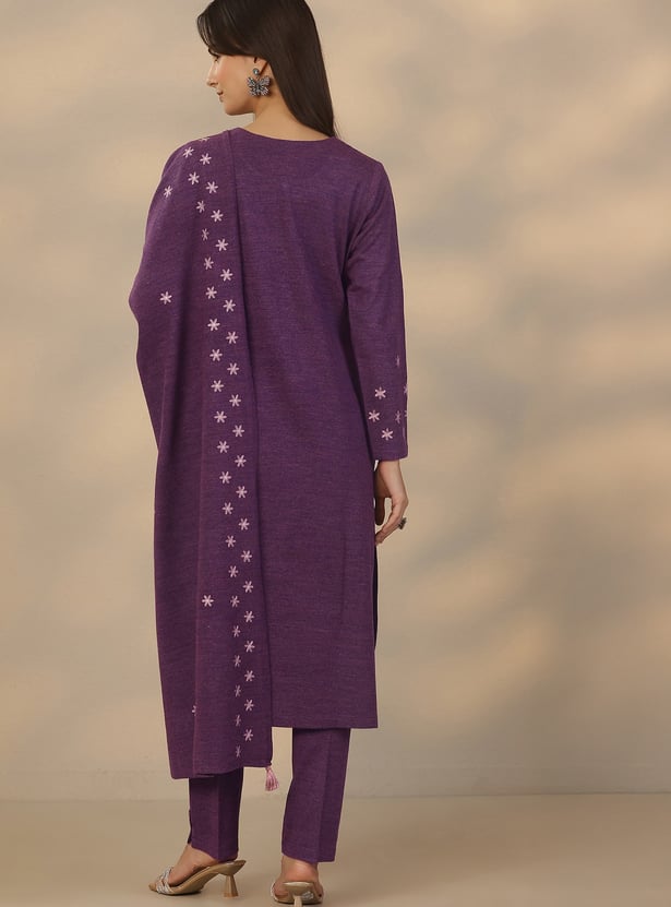 LIBAS Embroidered Straight Winter Kurta Set