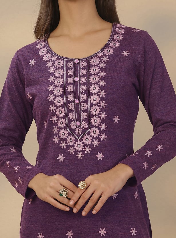 LIBAS Embroidered Straight Winter Kurta Set