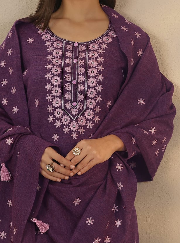 LIBAS Embroidered Straight Winter Kurta Set