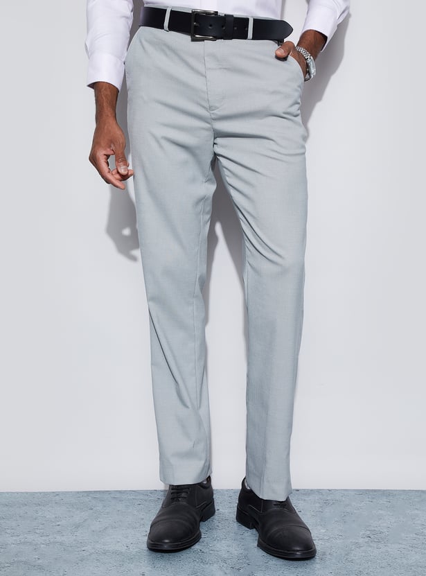 CODE Textured Regular Fit Formal Trousers