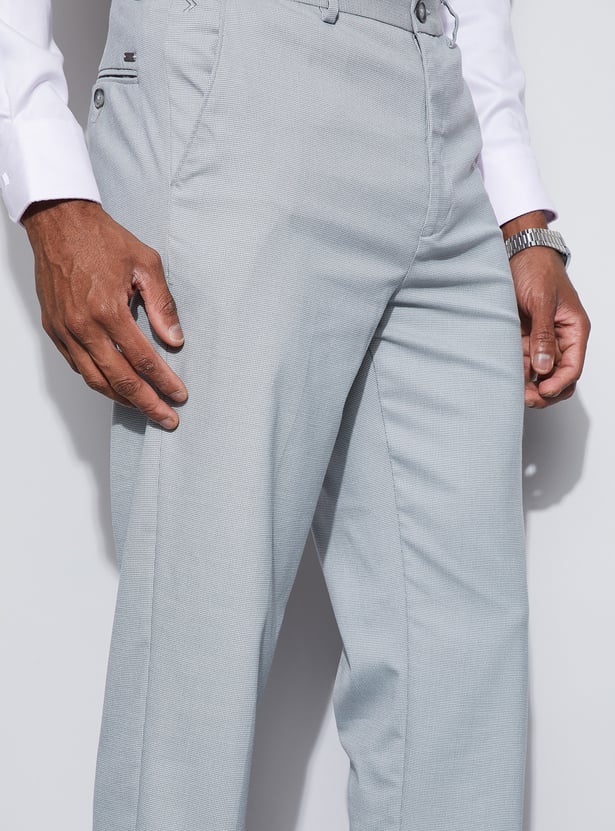 CODE Textured Regular Fit Formal Trousers