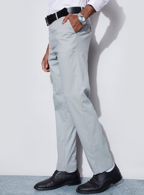 CODE Textured Regular Fit Formal Trousers