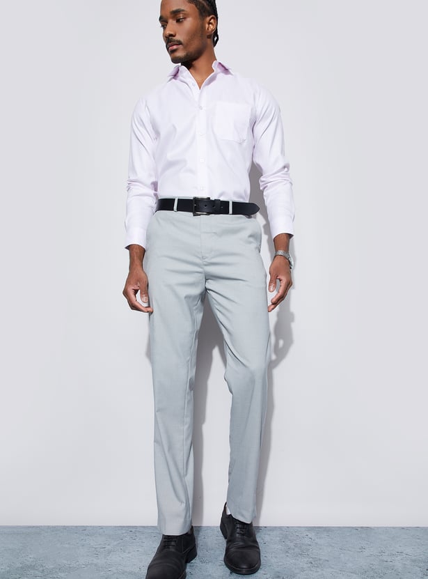 CODE Textured Regular Fit Formal Trousers