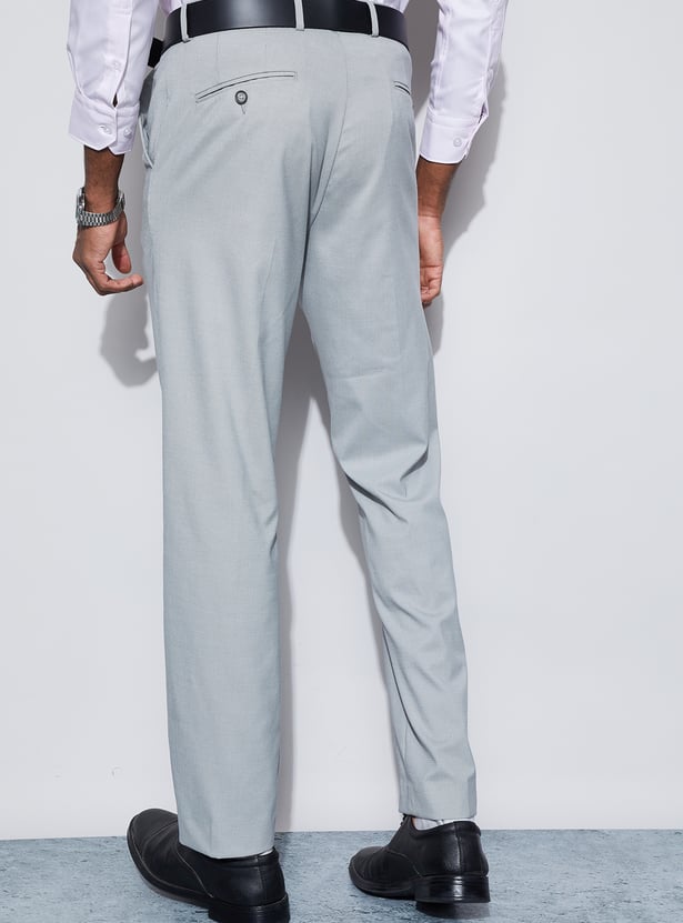 CODE Textured Regular Fit Formal Trousers