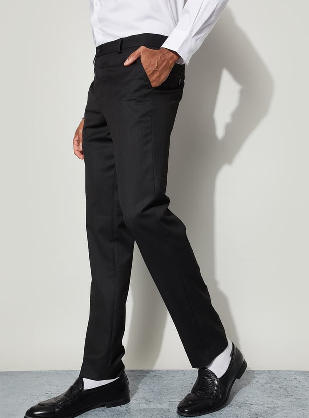 CODE Herringbone Slim Tapered Formal Trousers