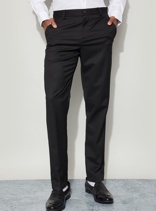 CODE Herringbone Slim Tapered Formal Trousers