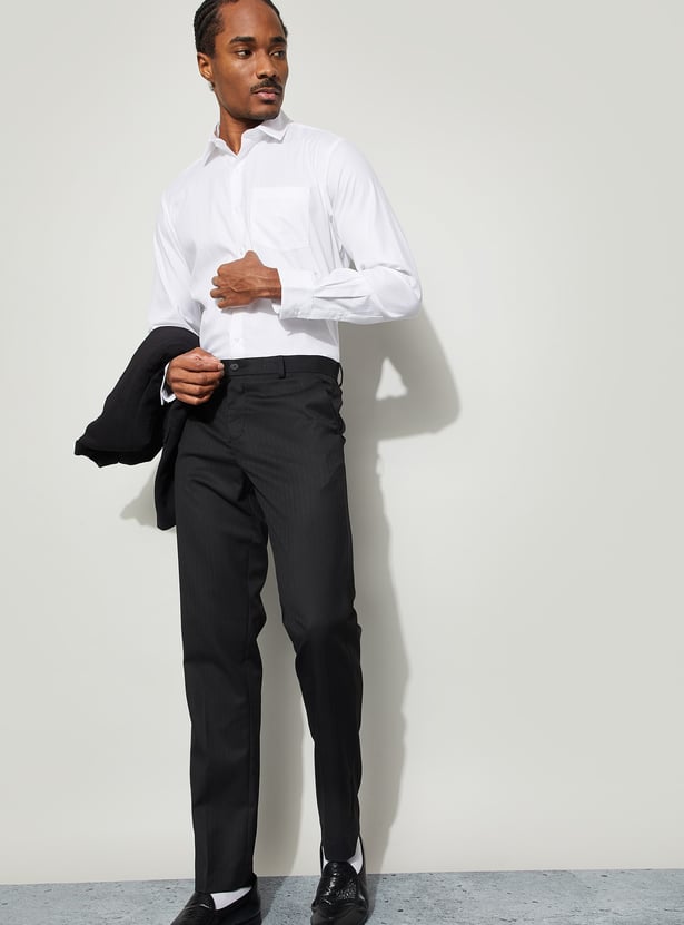 CODE Herringbone Slim Tapered Formal Trousers