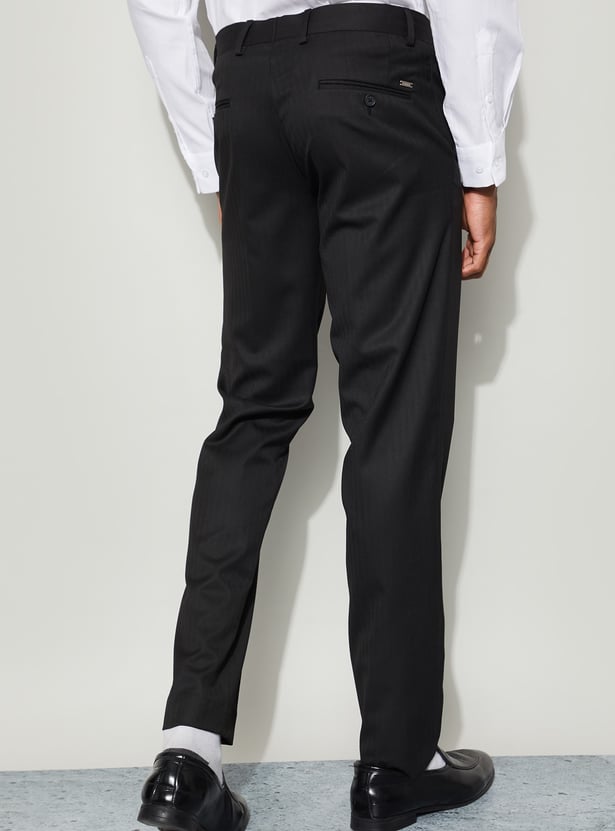 CODE Herringbone Slim Tapered Formal Trousers