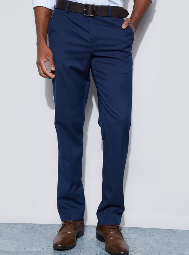 CODE Herringbone Slim Tapered Formal Trousers
