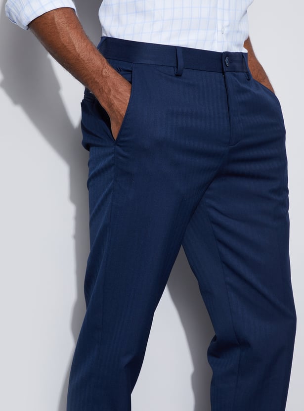 CODE Herringbone Slim Tapered Formal Trousers