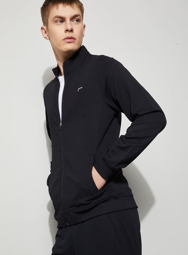 FAME FOREVER ACTIVE Textured Zip-Up Sweatshirt