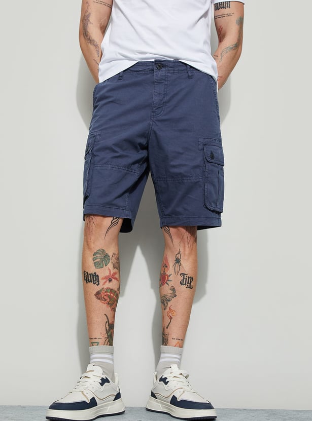 FAME FOREVER Solid Cargo Shorts