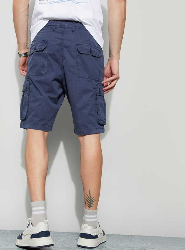 FAME FOREVER Solid Cargo Shorts