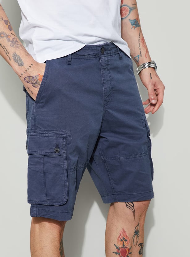 FAME FOREVER Solid Cargo Shorts