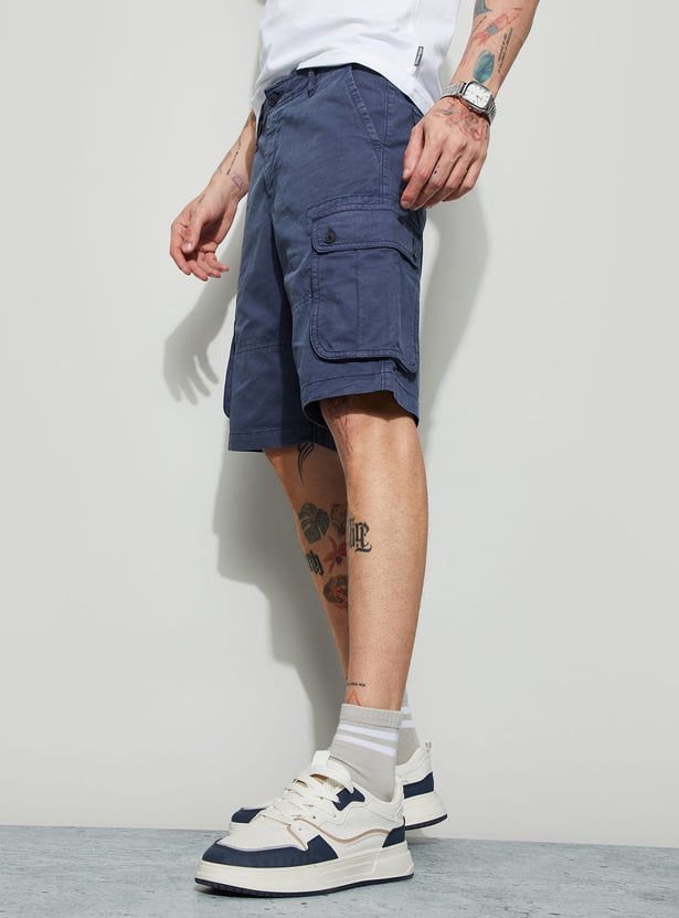 FAME FOREVER Solid Cargo Shorts
