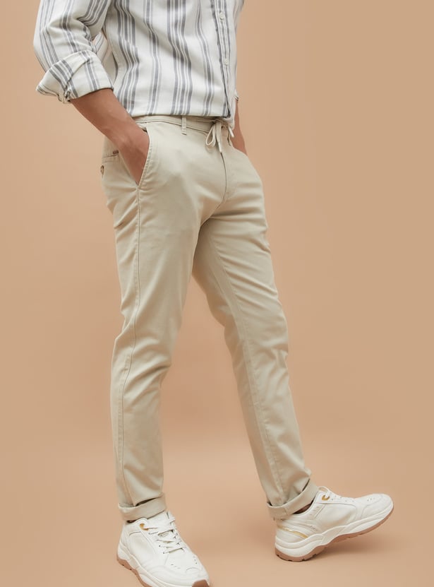 FAME FOREVER Solid Slim Tapered Trousers