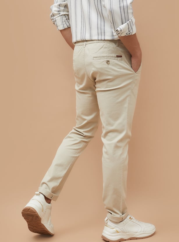 FAME FOREVER Solid Slim Tapered Trousers