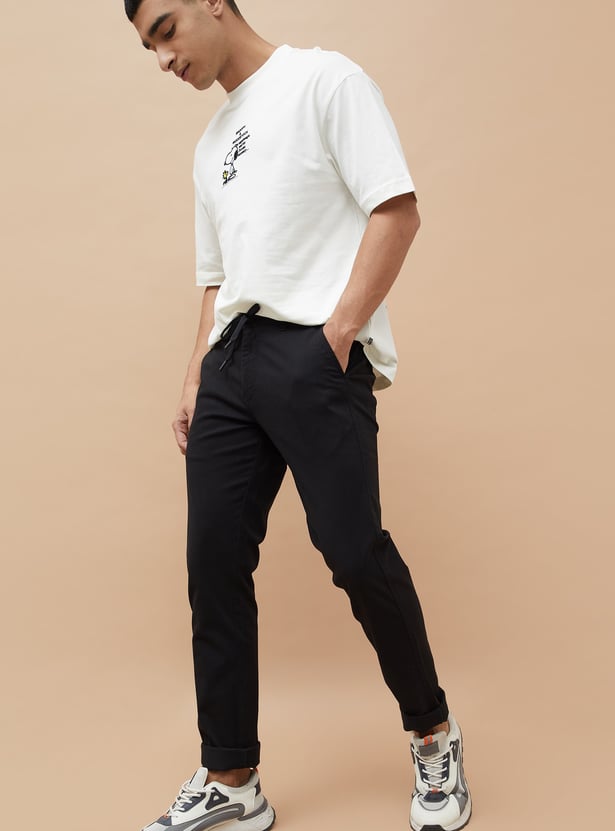 FAME FOREVER Solid Slim Tapered Trousers