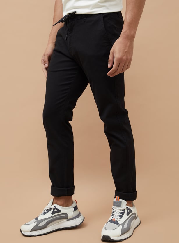 FAME FOREVER Solid Slim Tapered Trousers