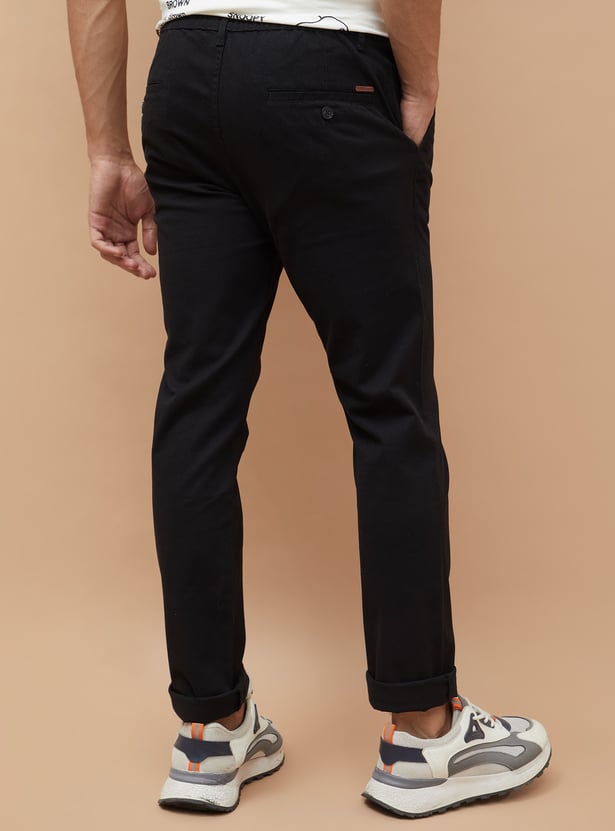 FAME FOREVER Solid Slim Tapered Trousers