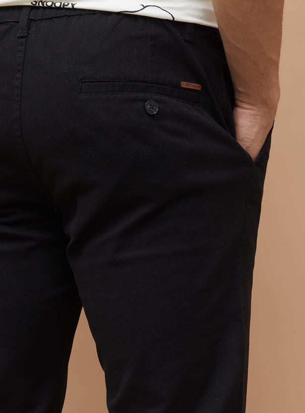 FAME FOREVER Solid Slim Tapered Trousers