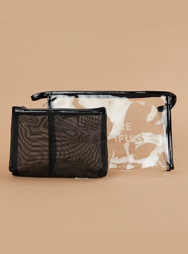 GINGER Typographic Print Vanity Pouches - Pack of 2