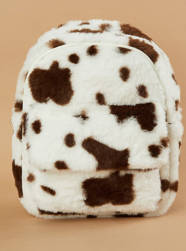 GINGER Girls Fuzzy Animal Print Backpack