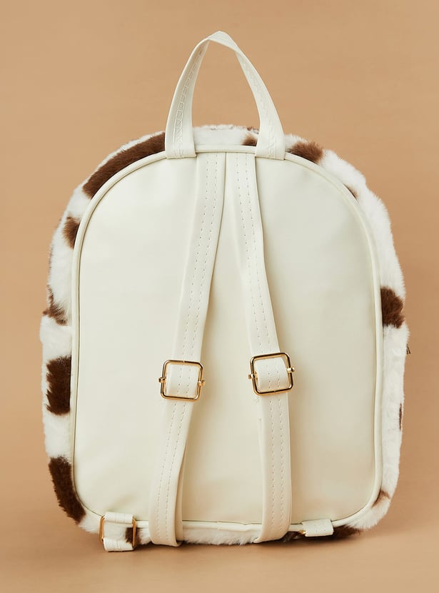 GINGER Girls Fuzzy Animal Print Backpack