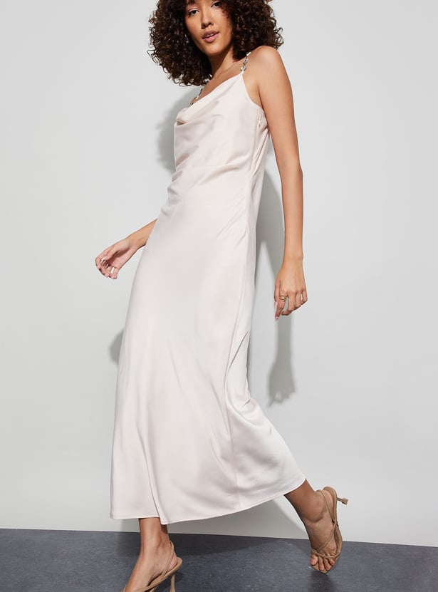 CODE Solid Cowl Neck Slip Dress