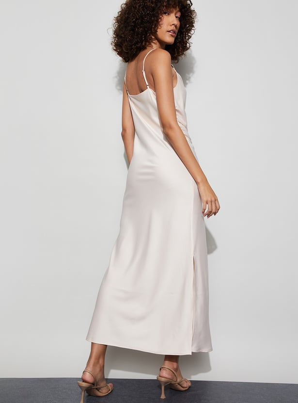 CODE Solid Cowl Neck Slip Dress